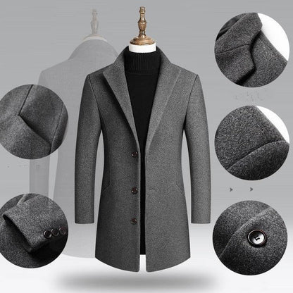 Men’s Woolen Trench Coat – Autumn & Winter Longline Style - SMARTMARTNZ