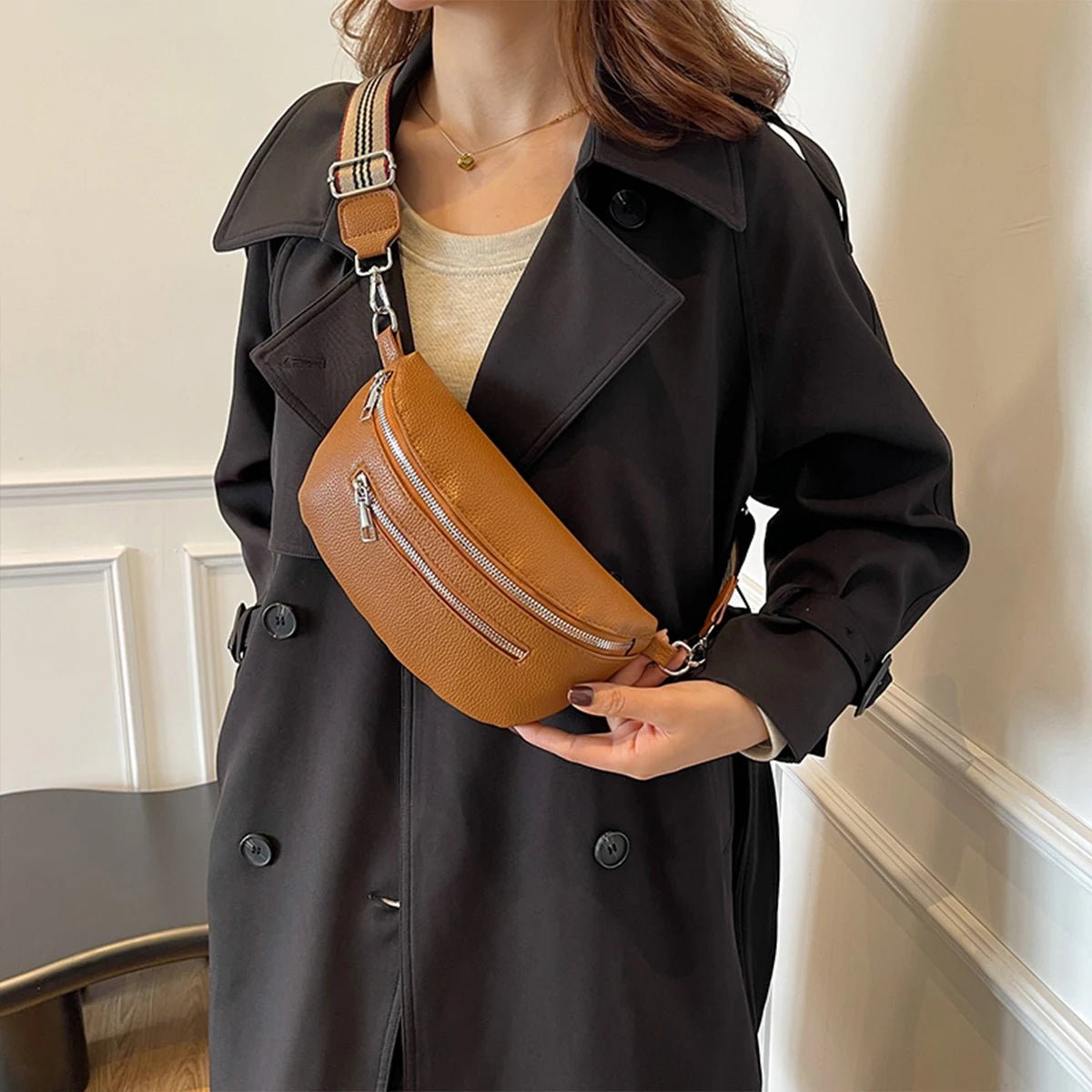 Multi - Pocket PU Leather Shoulder Bag – Retro Crossbody Chest Bag for Women - SMARTMARTNZ