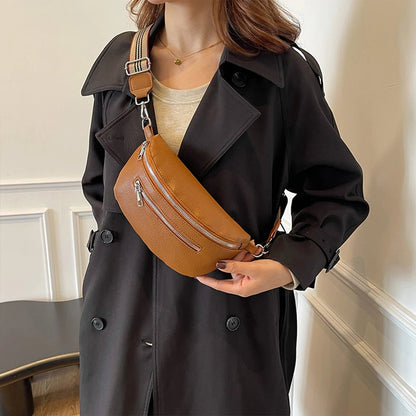 Multi - Pocket PU Leather Shoulder Bag – Retro Crossbody Chest Bag for Women - SMARTMARTNZ