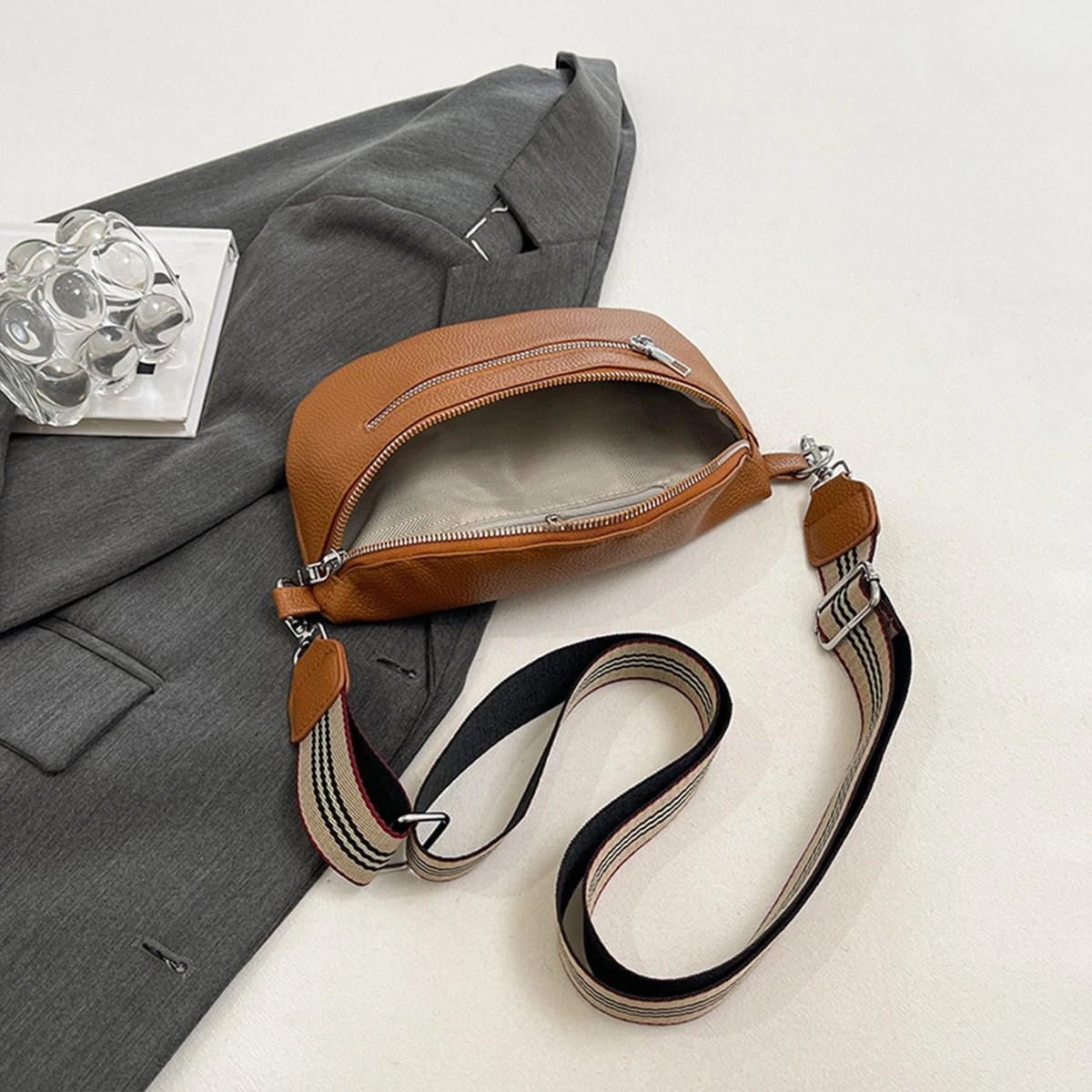 Multi - Pocket PU Leather Shoulder Bag – Retro Crossbody Chest Bag for Women - SMARTMARTNZ