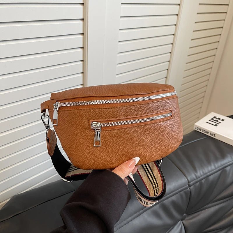 Multi - Pocket PU Leather Shoulder Bag – Retro Crossbody Chest Bag for Women - SMARTMARTNZ