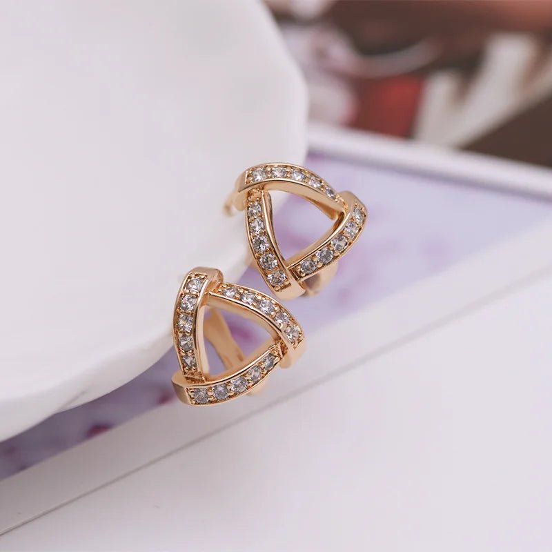 MxGxFam Gold Plated Triangle Hoop Earrings for Women – Fashion Jewelry with AAA+ Cubic Zirconia - SMARTMARTNZ