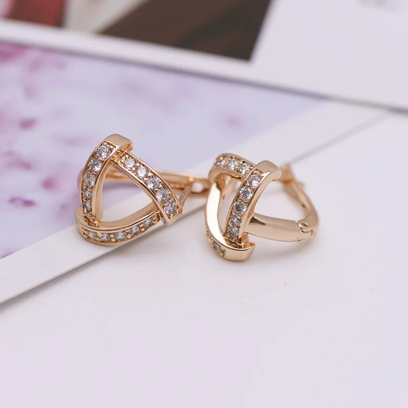 MxGxFam Gold Plated Triangle Hoop Earrings for Women – Fashion Jewelry with AAA+ Cubic Zirconia - SMARTMARTNZ