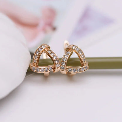 MxGxFam Gold Plated Triangle Hoop Earrings for Women – Fashion Jewelry with AAA+ Cubic Zirconia - SMARTMARTNZ