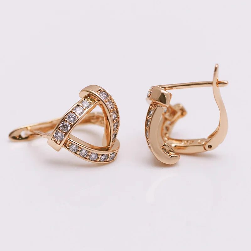 MxGxFam Gold Plated Triangle Hoop Earrings for Women – Fashion Jewelry with AAA+ Cubic Zirconia - SMARTMARTNZ