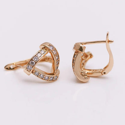 MxGxFam Gold Plated Triangle Hoop Earrings for Women – Fashion Jewelry with AAA+ Cubic Zirconia - SMARTMARTNZ