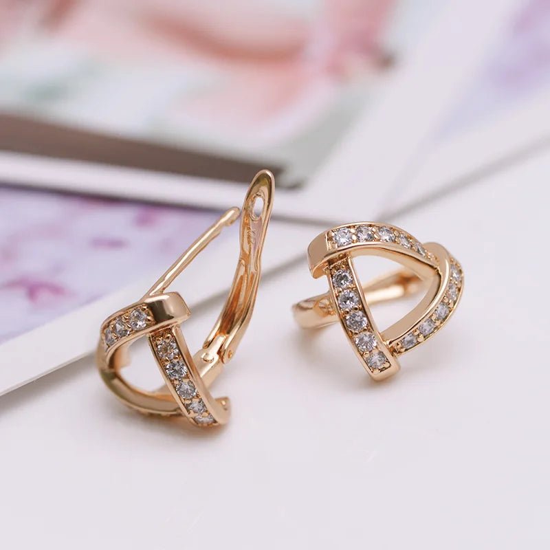 MxGxFam Gold Plated Triangle Hoop Earrings for Women – Fashion Jewelry with AAA+ Cubic Zirconia - SMARTMARTNZ