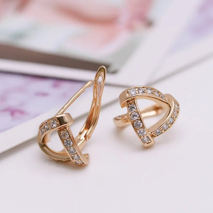 MxGxFam Gold Plated Triangle Hoop Earrings for Women – Fashion Jewelry with AAA+ Cubic Zirconia - SMARTMARTNZ