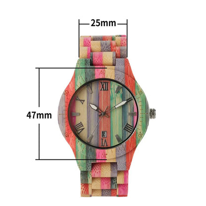 Natural Bamboo Wooden Couple Watches – Eco - Friendly Quartz Timepiece with Multicolored Bracelet – His & Her Matching Set - SMARTMARTNZ