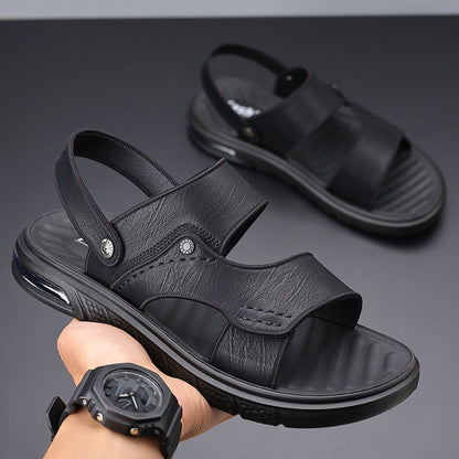 New Leather Beach Sandals for Men – Anti - Slip & Supportive Ideal for Mature Feet | Double Sole Cushioning | Summer Ready - SMARTMARTNZ