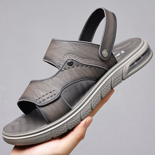 New Leather Beach Sandals for Men – Anti - Slip & Supportive Ideal for Mature Feet | Double Sole Cushioning | Summer Ready - SMARTMARTNZ