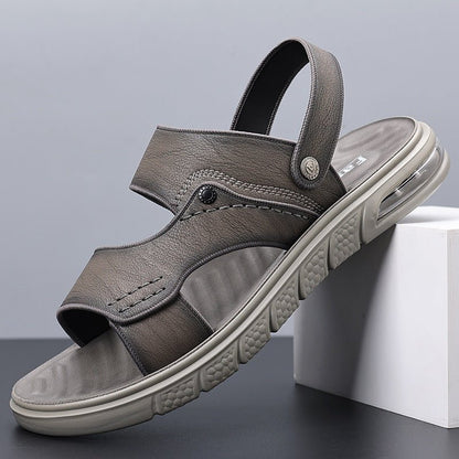 New Leather Beach Sandals for Men – Anti - Slip & Supportive Ideal for Mature Feet | Double Sole Cushioning | Summer Ready - SMARTMARTNZ