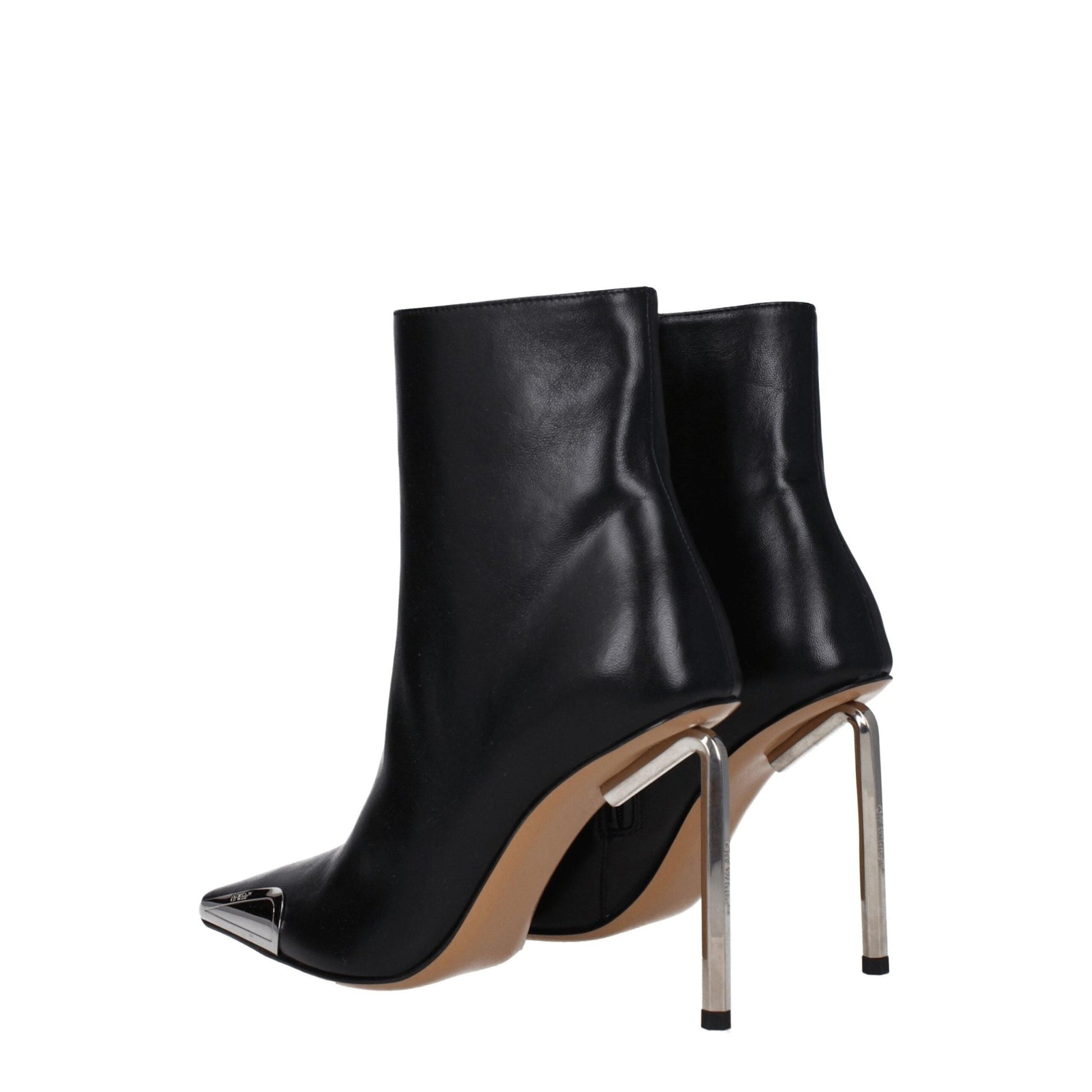 Off - White Black Leather Ankle Boots - SMARTMARTNZ