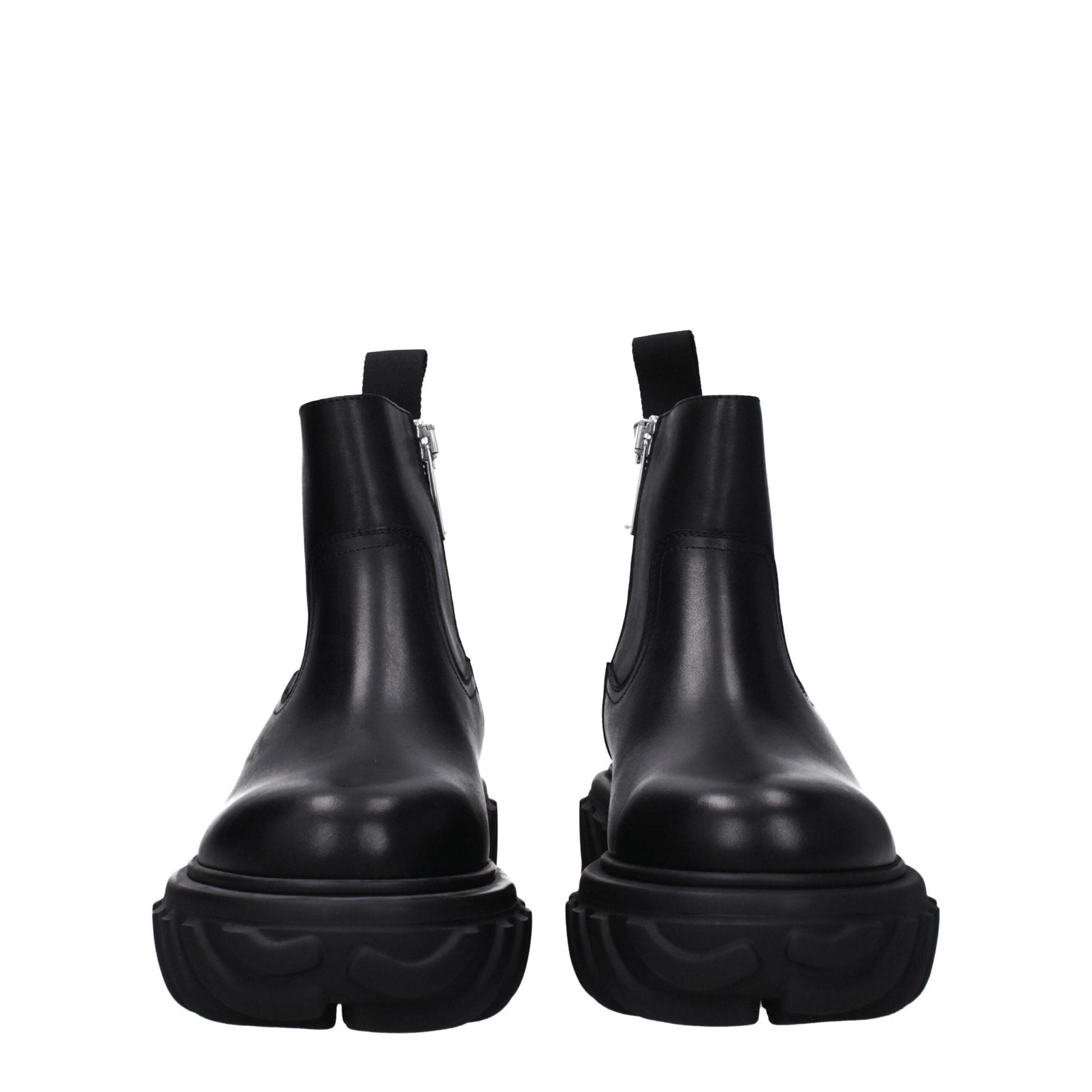 Off - White Black Leather Ankle Boots - SMARTMARTNZ