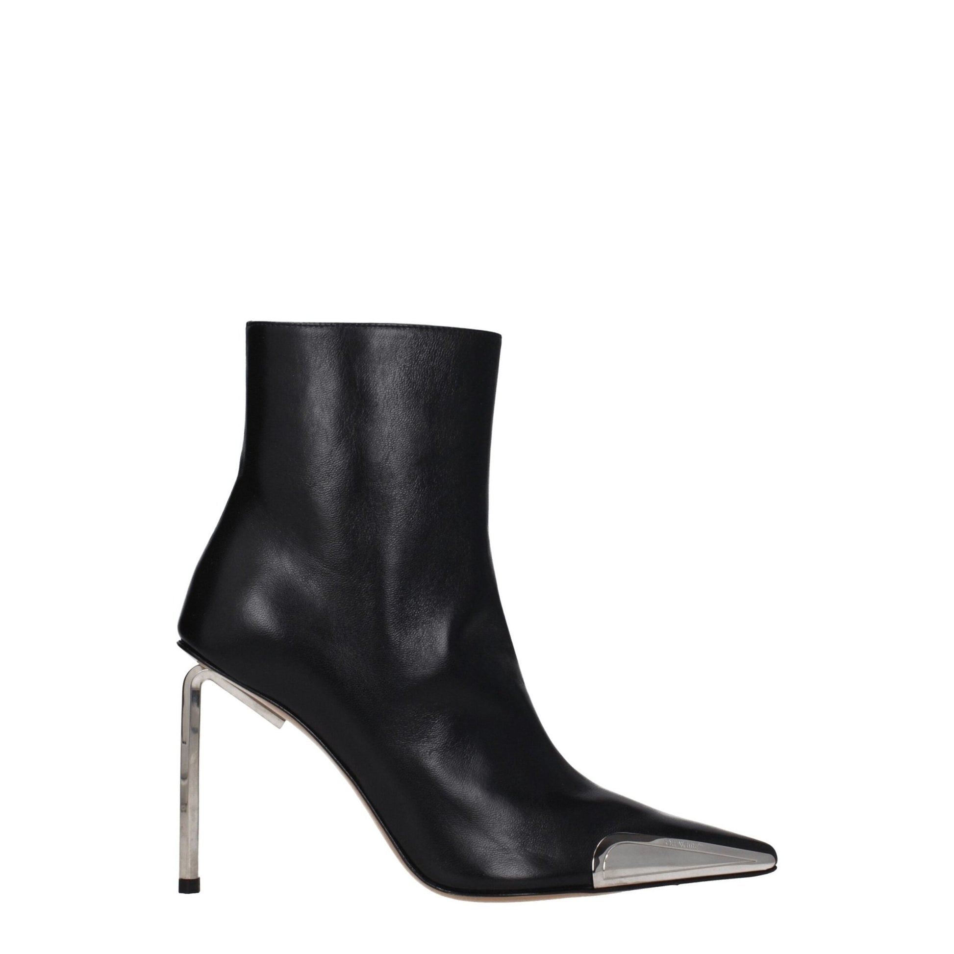 Off - White Black Leather Ankle Boots - SMARTMARTNZ