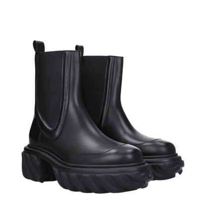 Off - White Black Leather Ankle Boots - SMARTMARTNZ