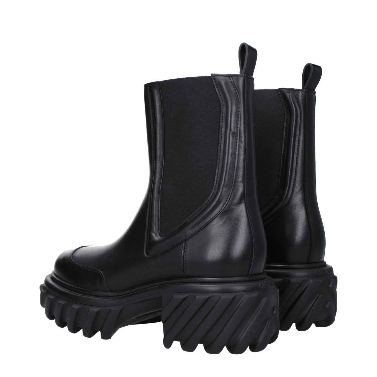 Off - White Black Leather Ankle Boots - SMARTMARTNZ