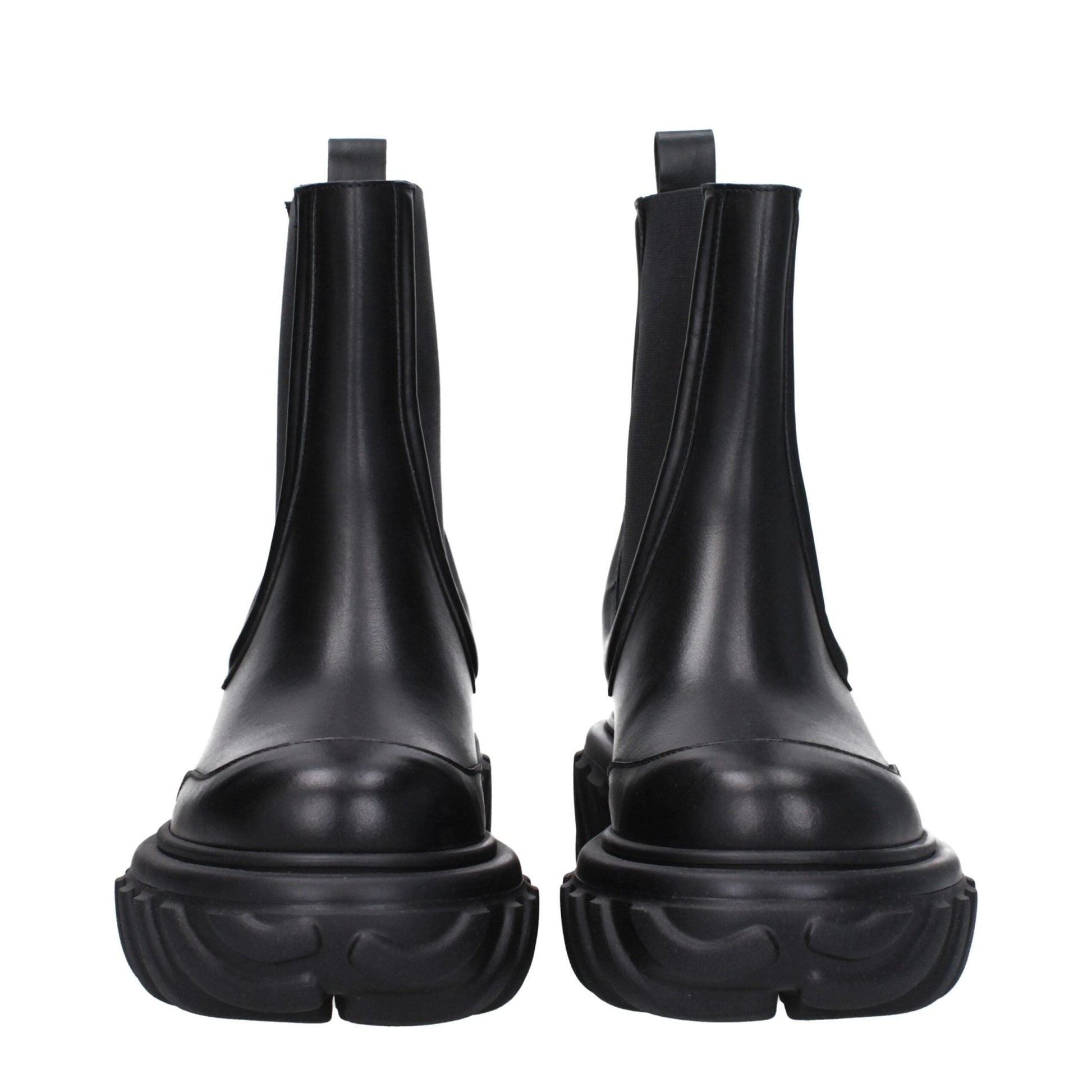 Off - White Black Leather Ankle Boots - SMARTMARTNZ