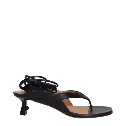 Off - White Black Leather Flip - Flop Sandals - SMARTMARTNZ