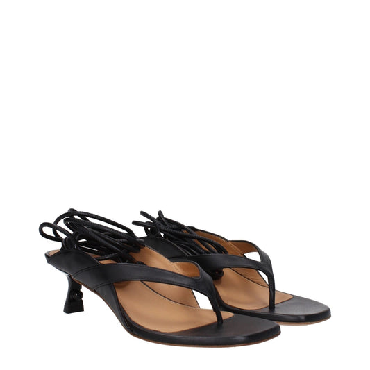Off - White Black Leather Flip - Flop Sandals - SMARTMARTNZ