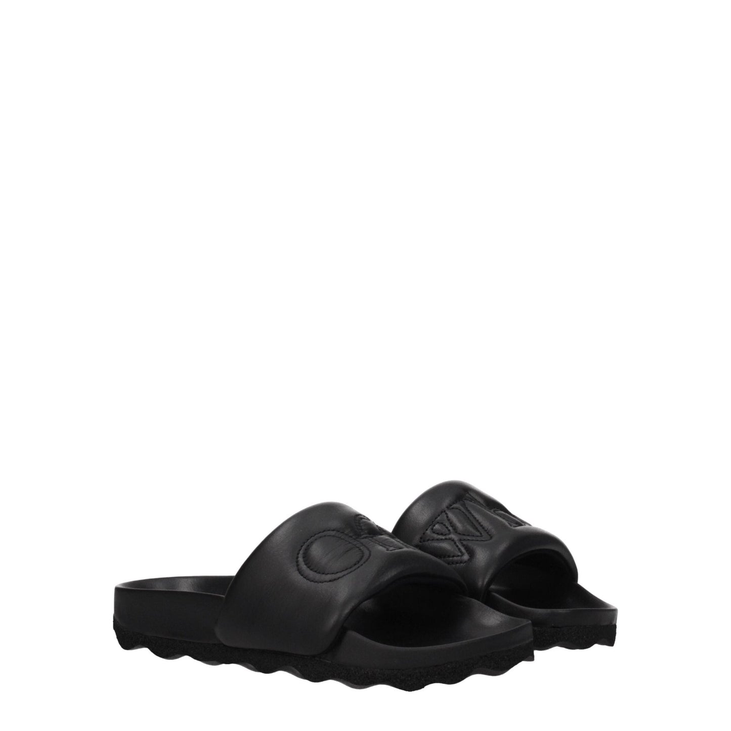Off - White Black Leather Slippers Sandals - SMARTMARTNZ