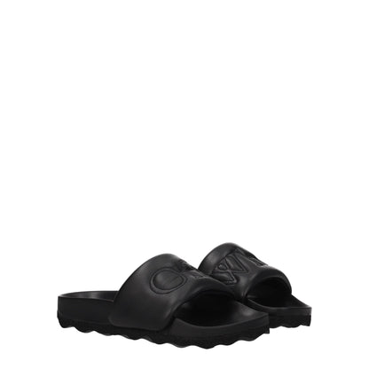 Off - White Black Leather Slippers Sandals - SMARTMARTNZ