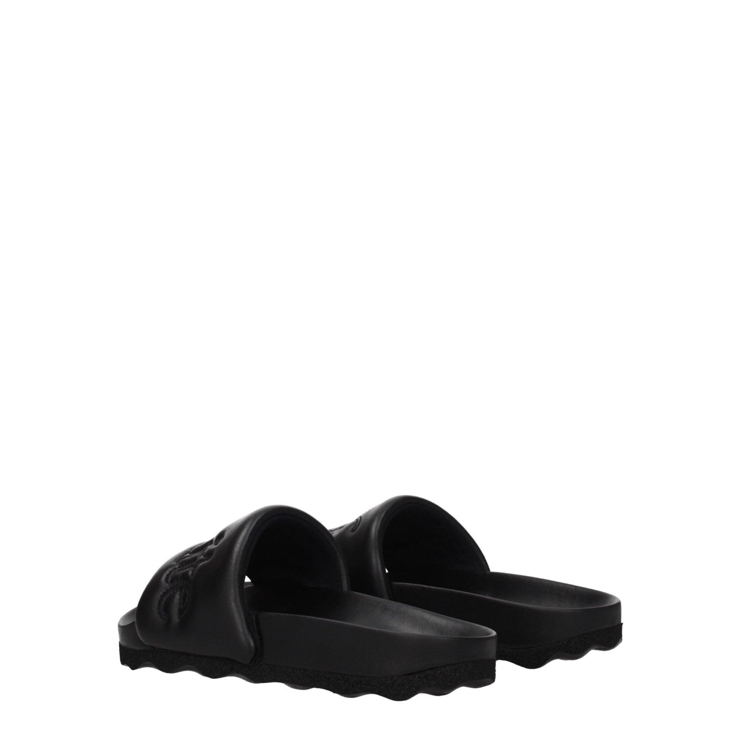 Off - White Black Leather Slippers Sandals - SMARTMARTNZ