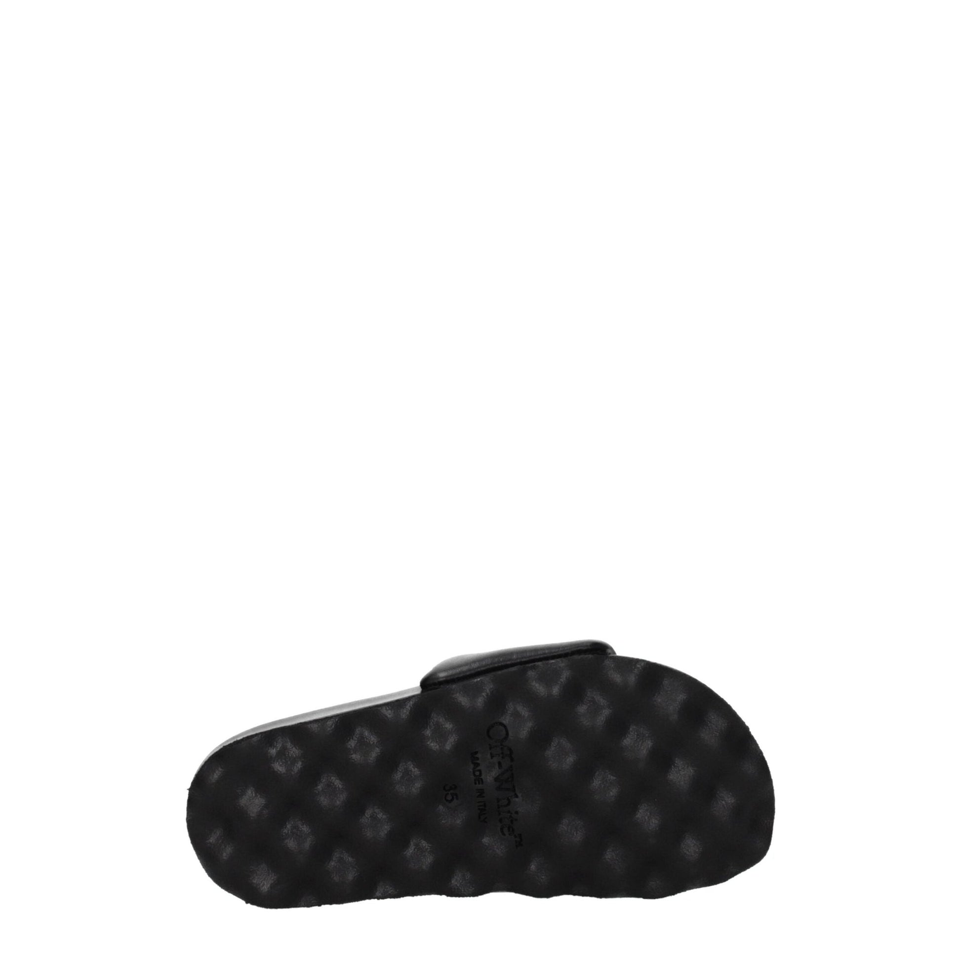 Off - White Black Leather Slippers Sandals - SMARTMARTNZ
