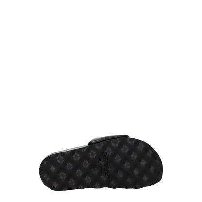 Off - White Black Leather Slippers Sandals - SMARTMARTNZ