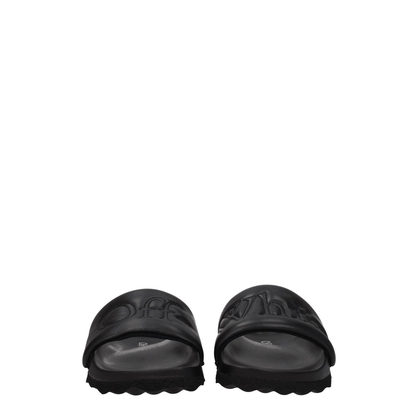 Off - White Black Leather Slippers Sandals - SMARTMARTNZ