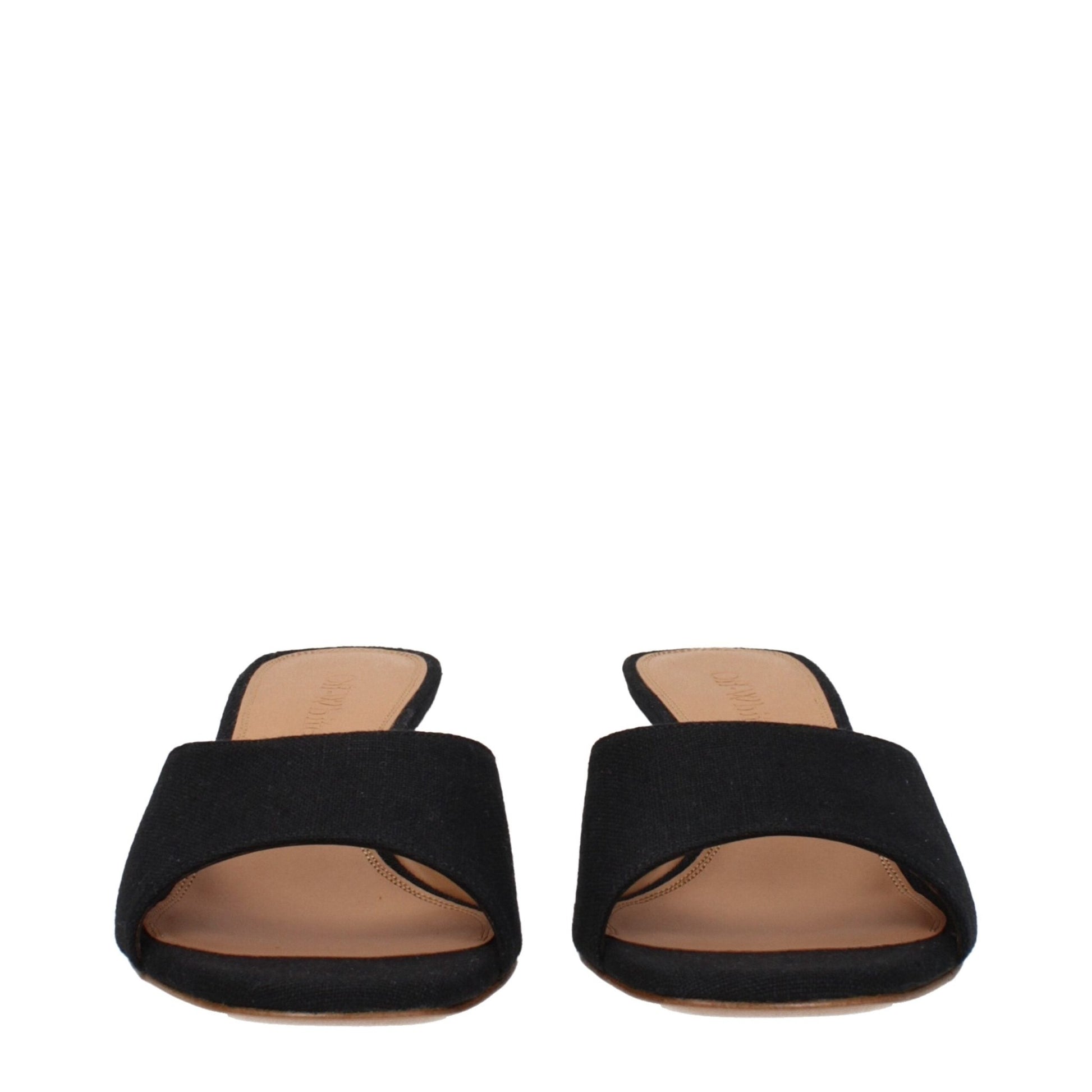 Off - White Black Linen Flat Sandals - SMARTMARTNZ