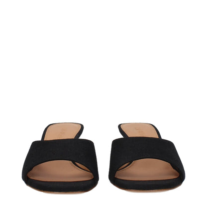 Off - White Black Linen Flat Sandals - SMARTMARTNZ