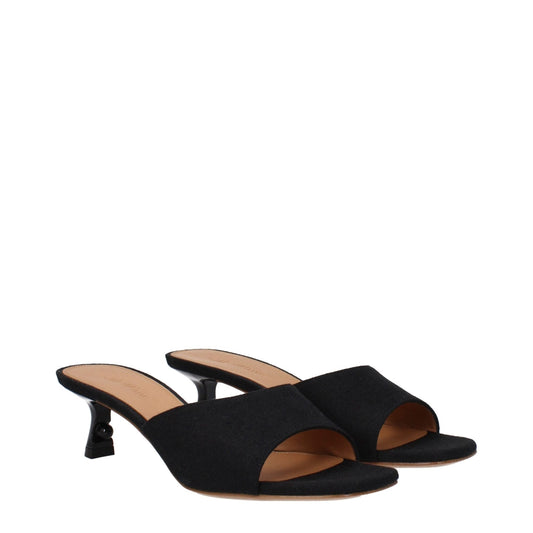 Off - White Black Linen Flat Sandals - SMARTMARTNZ