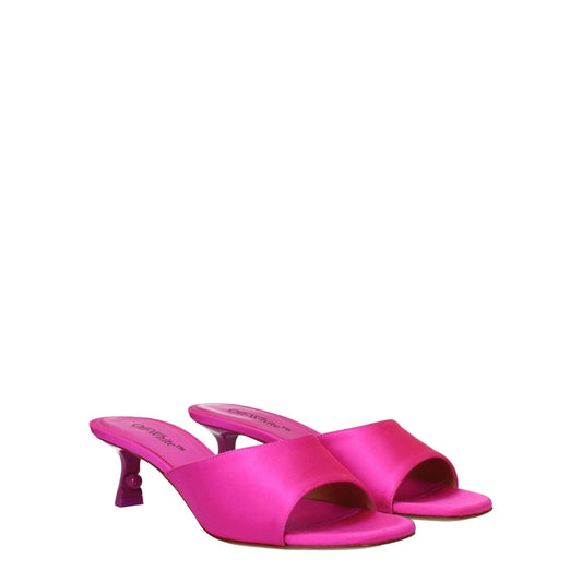 Off - White Pink Satin Stiletto Heels Sandals - SMARTMARTNZ