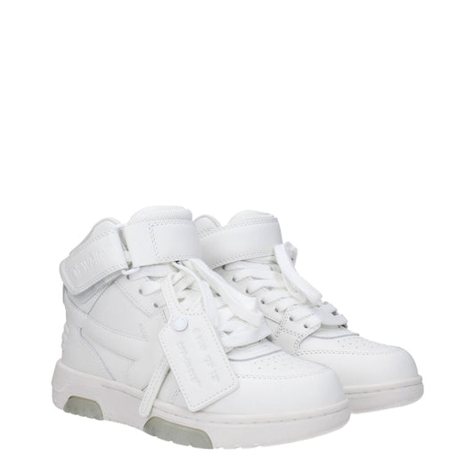 Off - White White Leather High Tops - SMARTMARTNZ