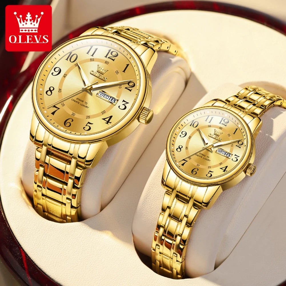 OLEVS 2891 High - Quality Couple Watches – Digital Dial Stainless Steel Quartz Wristwatches for Men & Women - SMARTMARTNZ