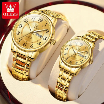 OLEVS 2891 High - Quality Couple Watches – Digital Dial Stainless Steel Quartz Wristwatches for Men & Women - SMARTMARTNZ