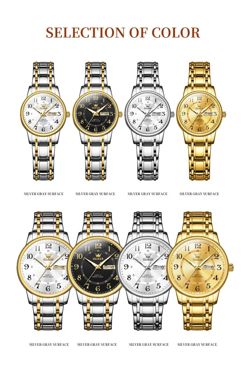 OLEVS 2891 High - Quality Couple Watches – Digital Dial Stainless Steel Quartz Wristwatches for Men & Women - SMARTMARTNZ