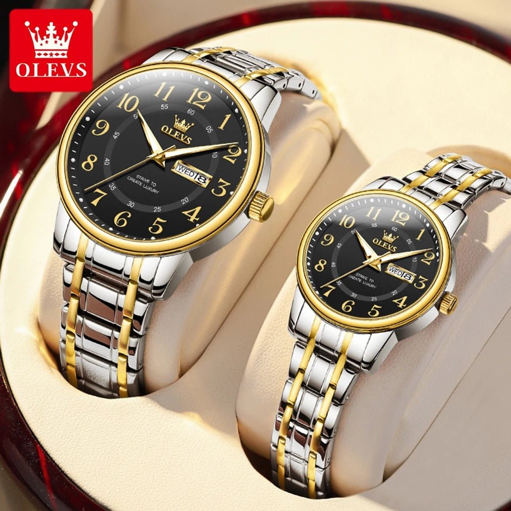 OLEVS 2891 High - Quality Couple Watches – Digital Dial Stainless Steel Quartz Wristwatches for Men & Women - SMARTMARTNZ