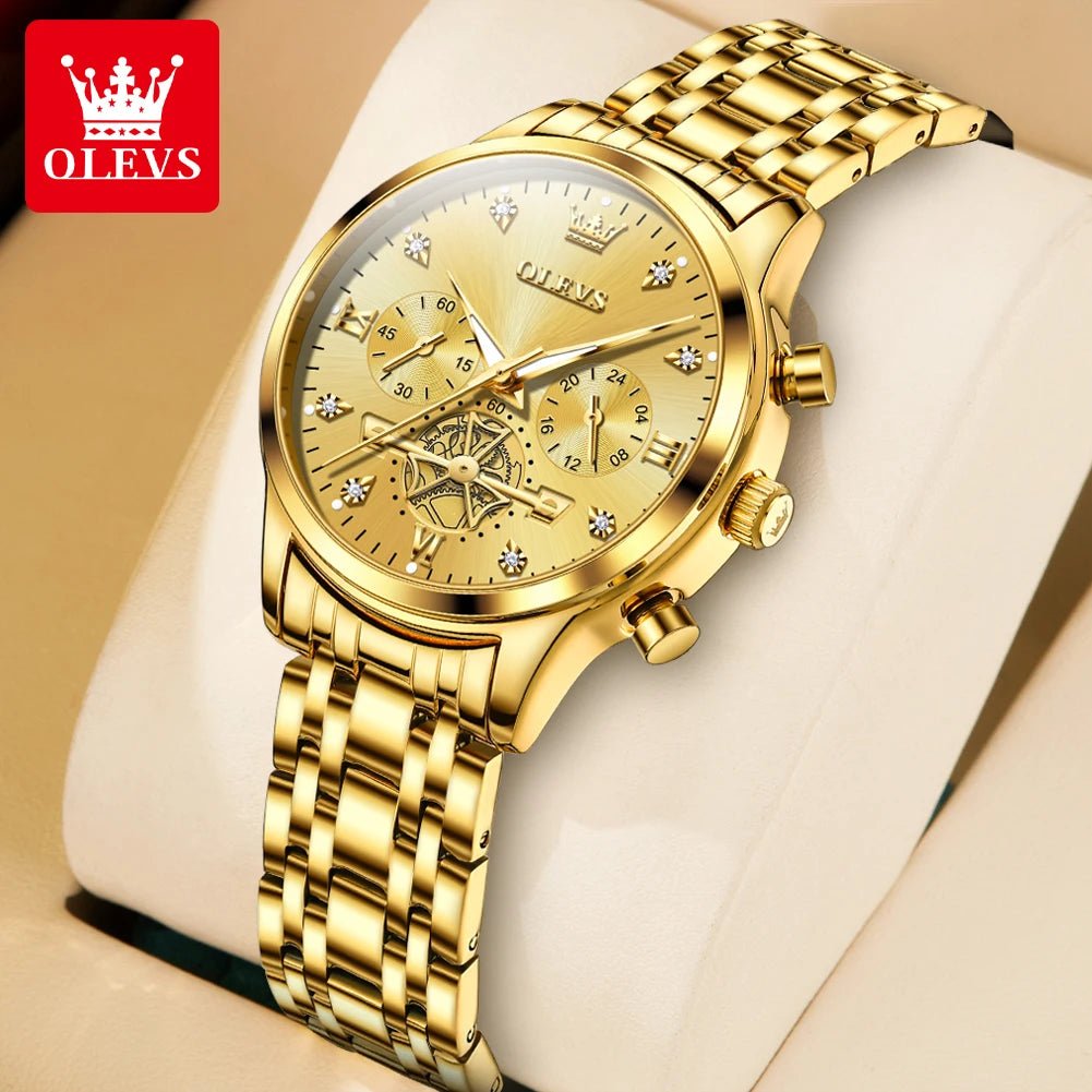 OLEVS Luxury Couple Quartz Watch Set – Waterproof, Luminous Dial, Day - Date Display – His & Her Gift Timepiece - SMARTMARTNZ