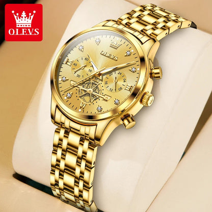 OLEVS Luxury Couple Quartz Watch Set – Waterproof, Luminous Dial, Day - Date Display – His & Her Gift Timepiece - SMARTMARTNZ