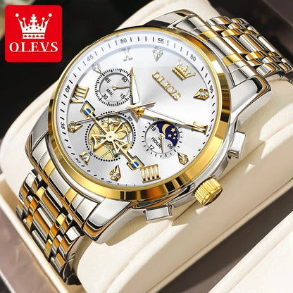 OLEVS Luxury Couple Quartz Watch Set – Waterproof, Luminous Dial, Day - Date Display – His & Her Gift Timepiece - SMARTMARTNZ