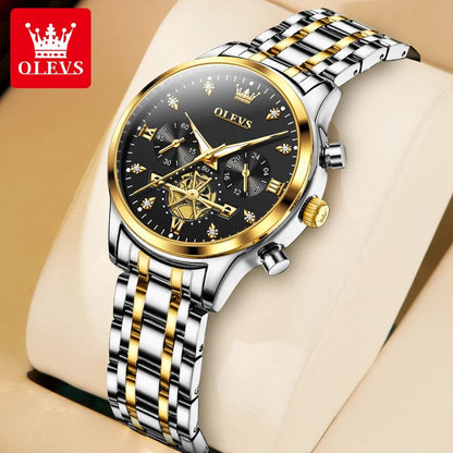 OLEVS Luxury Couple Quartz Watch Set – Waterproof, Luminous Dial, Day - Date Display – His & Her Gift Timepiece - SMARTMARTNZ