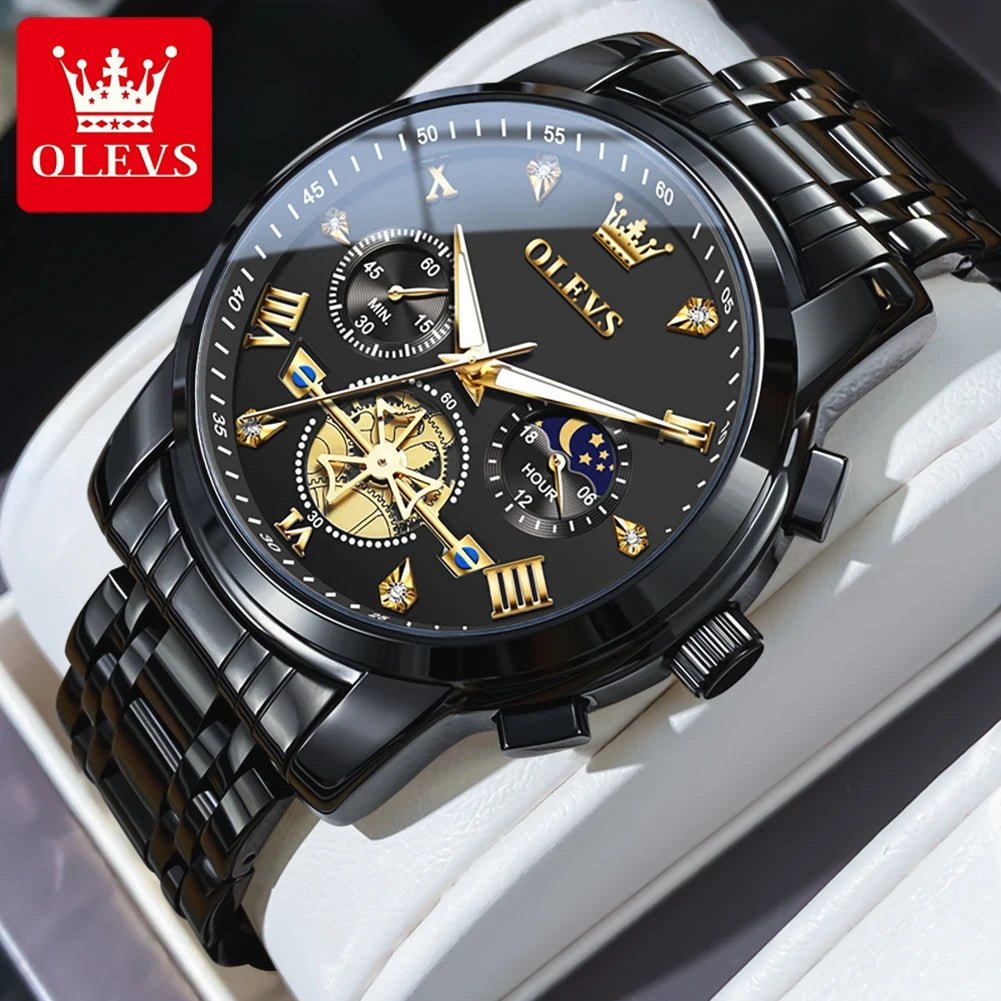 OLEVS Luxury Couple Quartz Watch Set – Waterproof, Luminous Dial, Day - Date Display – His & Her Gift Timepiece - SMARTMARTNZ