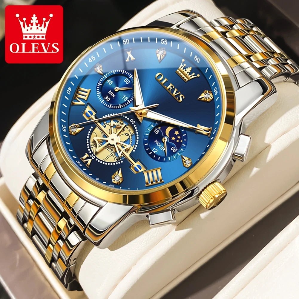 OLEVS Luxury Couple Quartz Watch Set – Waterproof, Luminous Dial, Day - Date Display – His & Her Gift Timepiece - SMARTMARTNZ