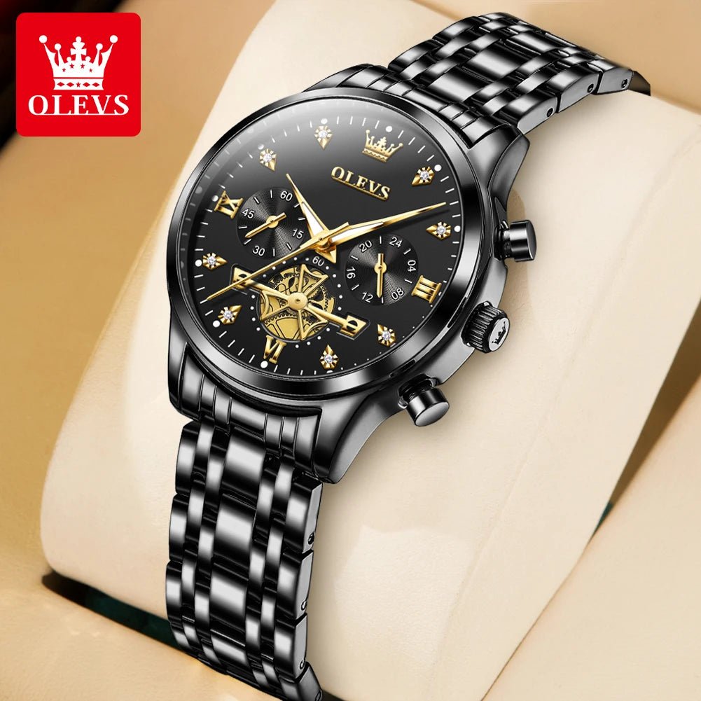 OLEVS Luxury Couple Quartz Watch Set – Waterproof, Luminous Dial, Day - Date Display – His & Her Gift Timepiece - SMARTMARTNZ