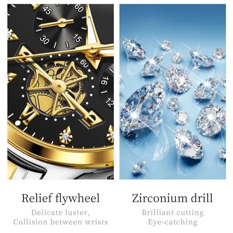 OLEVS Luxury Couple Quartz Watch Set – Waterproof, Luminous Dial, Day - Date Display – His & Her Gift Timepiece - SMARTMARTNZ