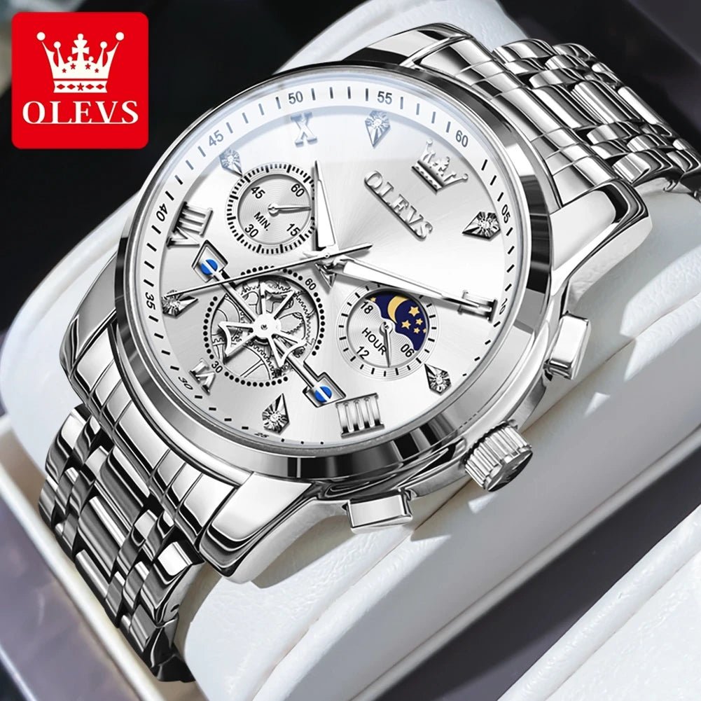 OLEVS Luxury Couple Quartz Watch Set – Waterproof, Luminous Dial, Day - Date Display – His & Her Gift Timepiece - SMARTMARTNZ