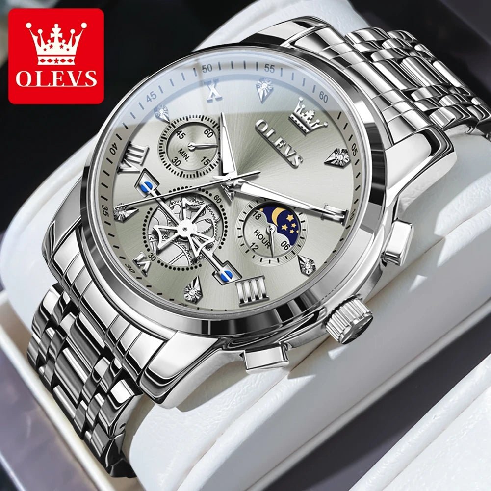 OLEVS Luxury Couple Quartz Watch Set – Waterproof, Luminous Dial, Day - Date Display – His & Her Gift Timepiece - SMARTMARTNZ