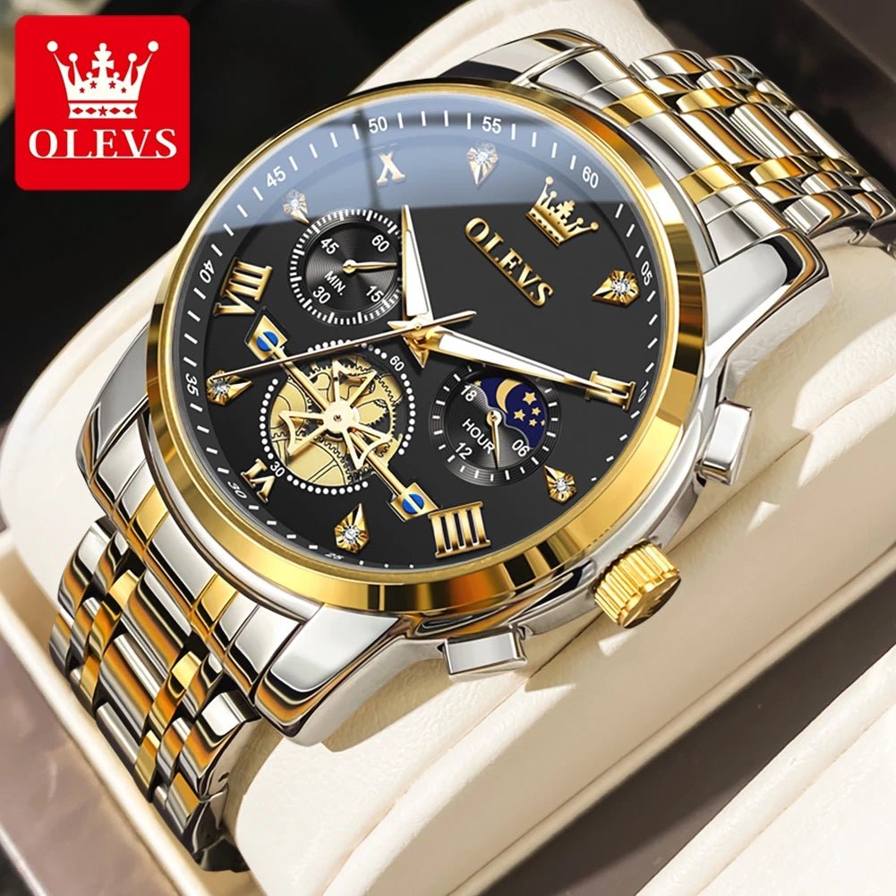 OLEVS Luxury Couple Quartz Watch Set – Waterproof, Luminous Dial, Day - Date Display – His & Her Gift Timepiece - SMARTMARTNZ